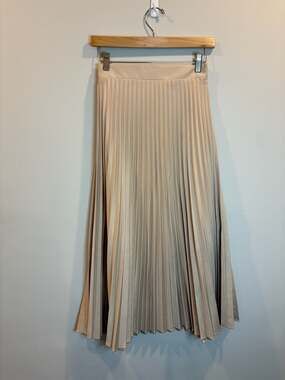 Sunday Champagne Gold Pleated Midi Skirt